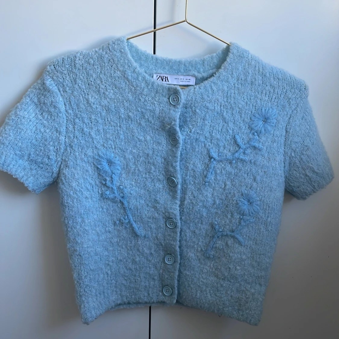 Ljusblå stickad kofta från Zara