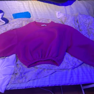 Rosa croppad sweatshirt från Dilvin - Säljer en rosa sweatshirt från Dilvin i storlek S. Tröjan är croppad med resår i midjan och har långa ärmar. Perfekt för dig som gillar en chill och trendig stil. Materialet är mjukt och känns skönt mot huden.