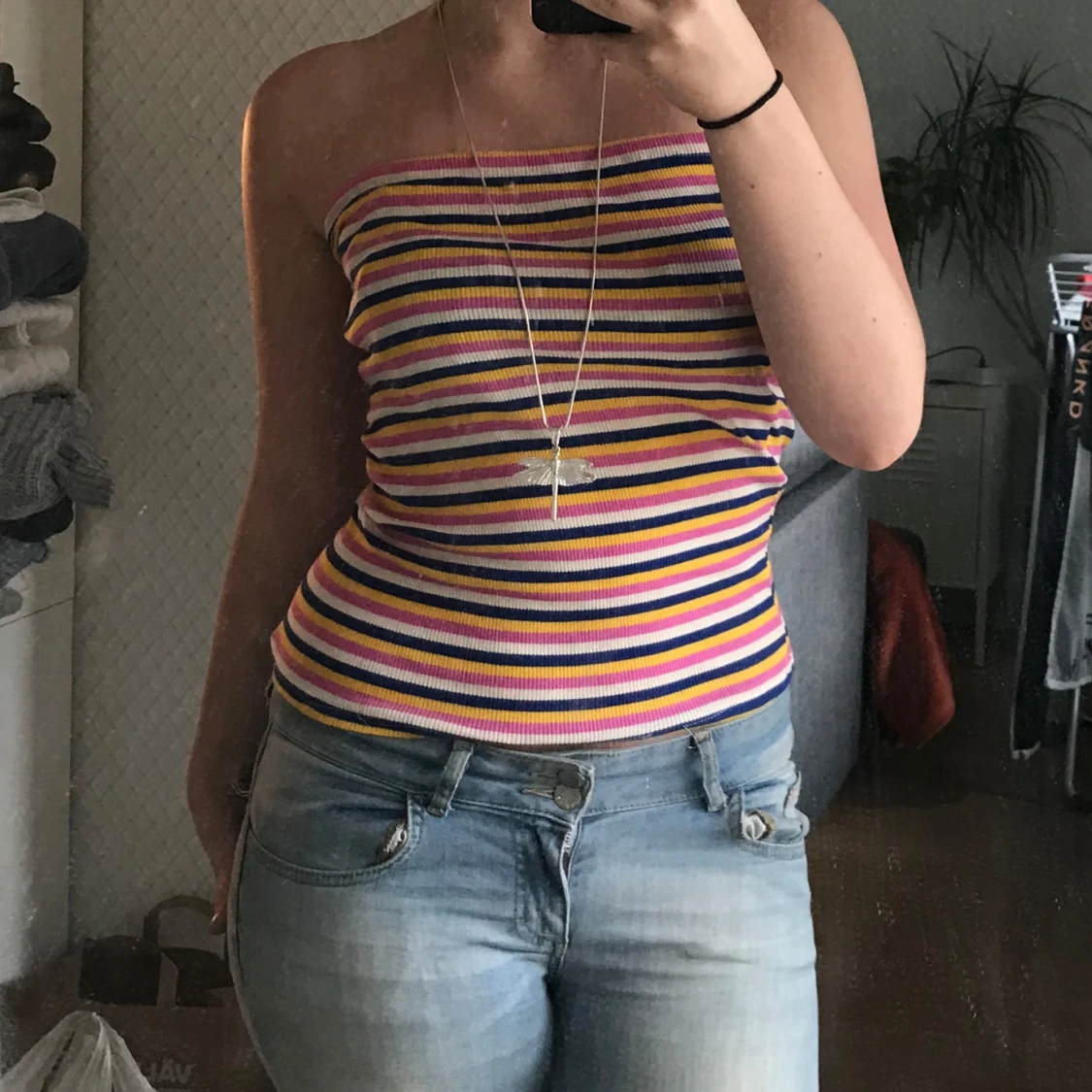 Randig bandeau tubtopp i färgglada toner