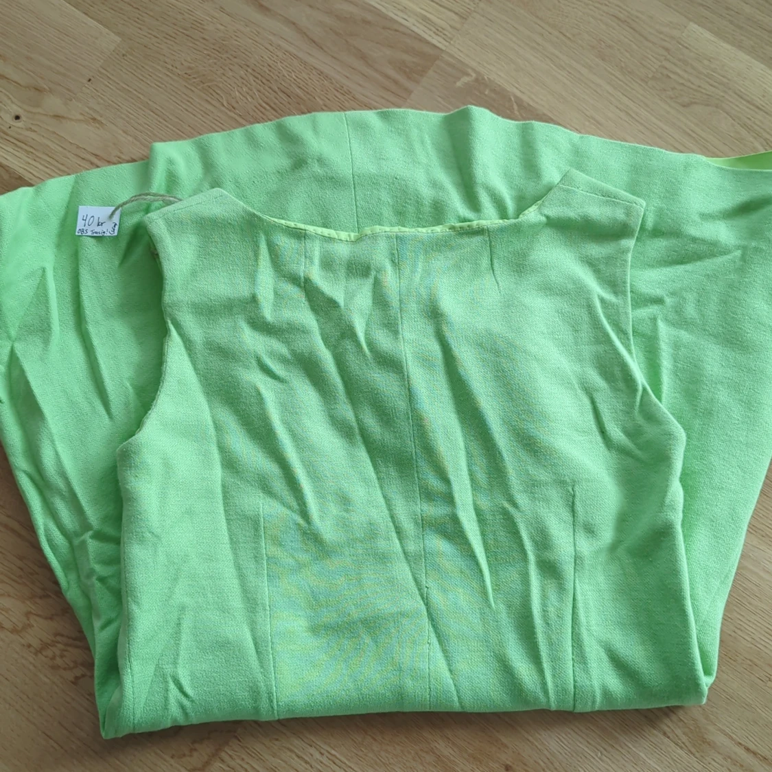 Vintage ljusgrön ärmlös kortklänning - 1