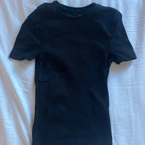 Svart ribbad t-shirt - Säljer en stilren svart ribbad t-shirt med korta ärmar. Perfekt för en enkel och snygg look. Passar bra till både jeans och kjol. Hör av dig vid intresse! Säljer även i grått‼️