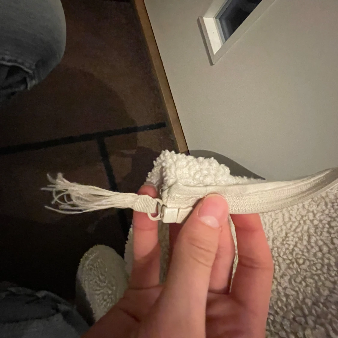 Vit teddyjacka med dragkedja - 3