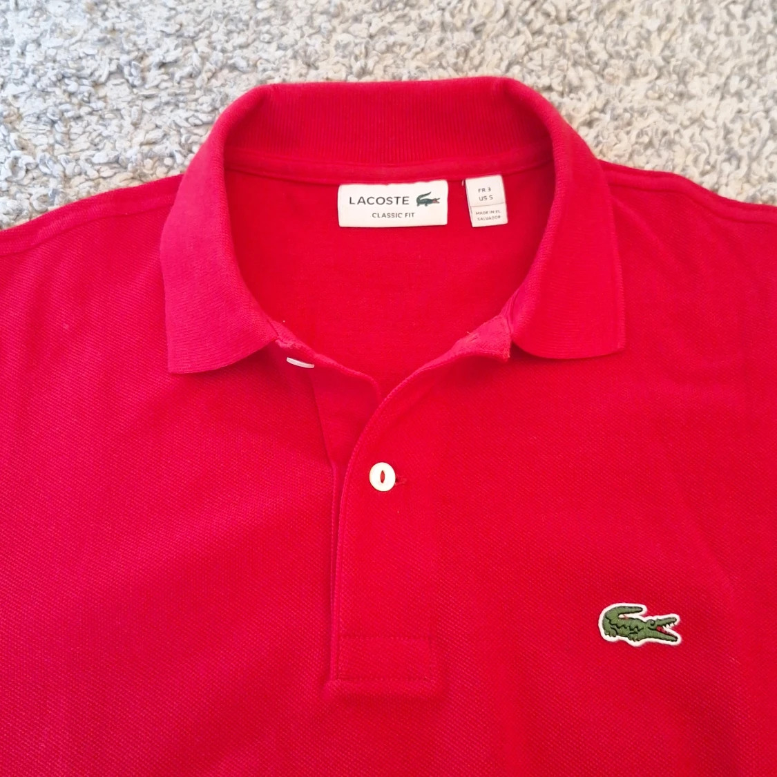 Röd Lacoste långärmad pikétröja  - 2