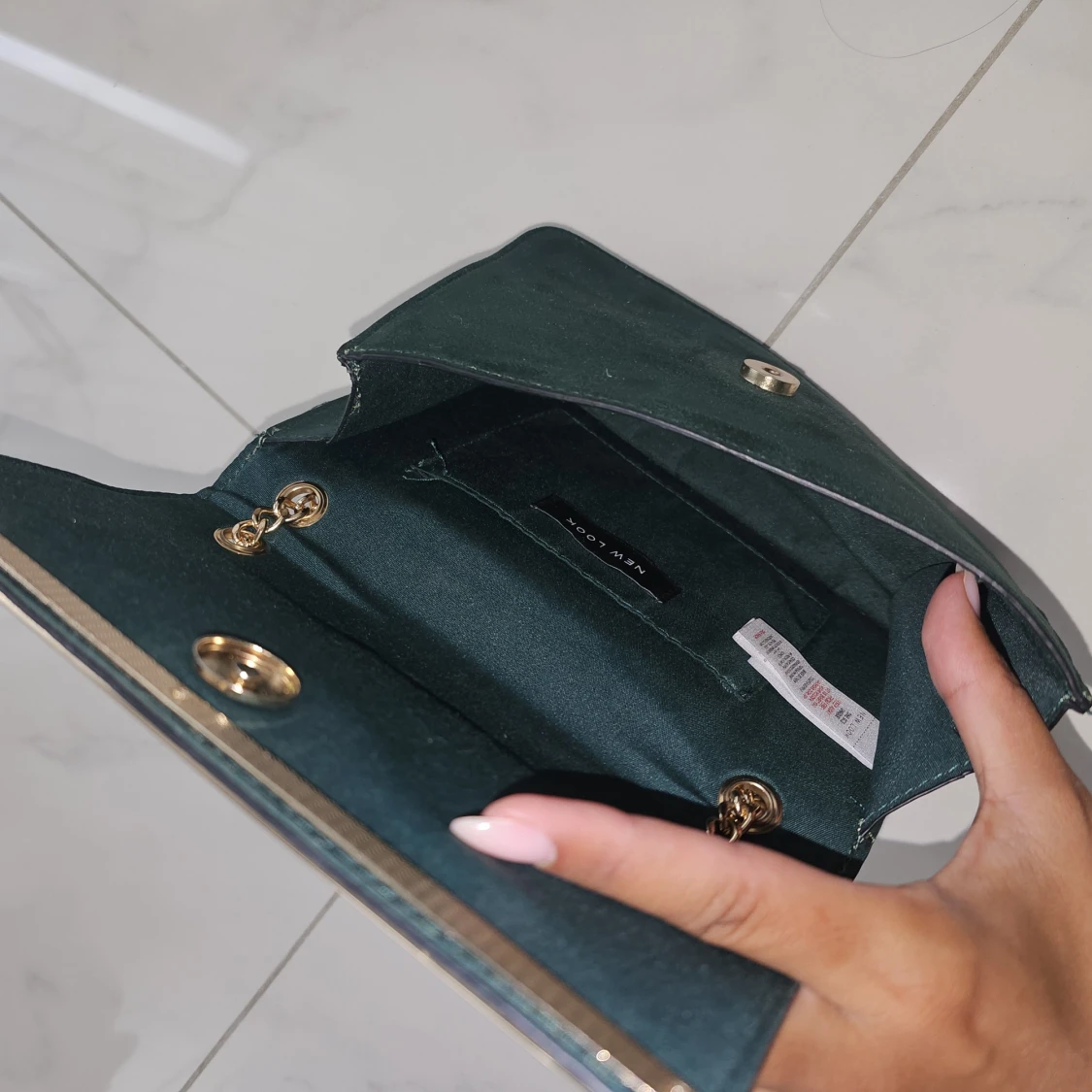 Mörkgrön mocka axelväska New Look - 1