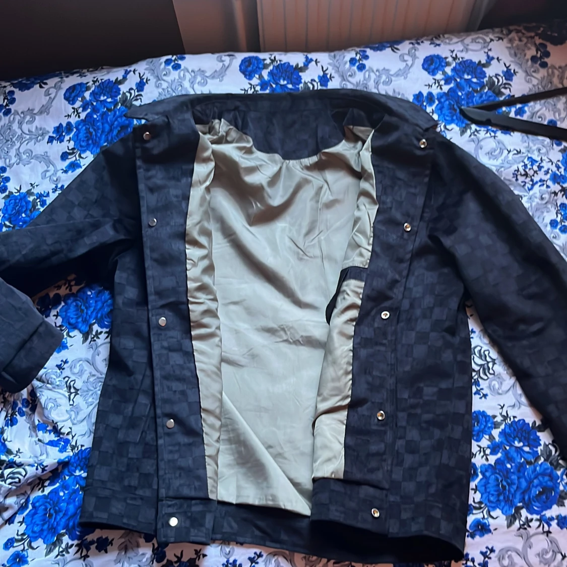 Svart rutig mocka jeansjacka - 3