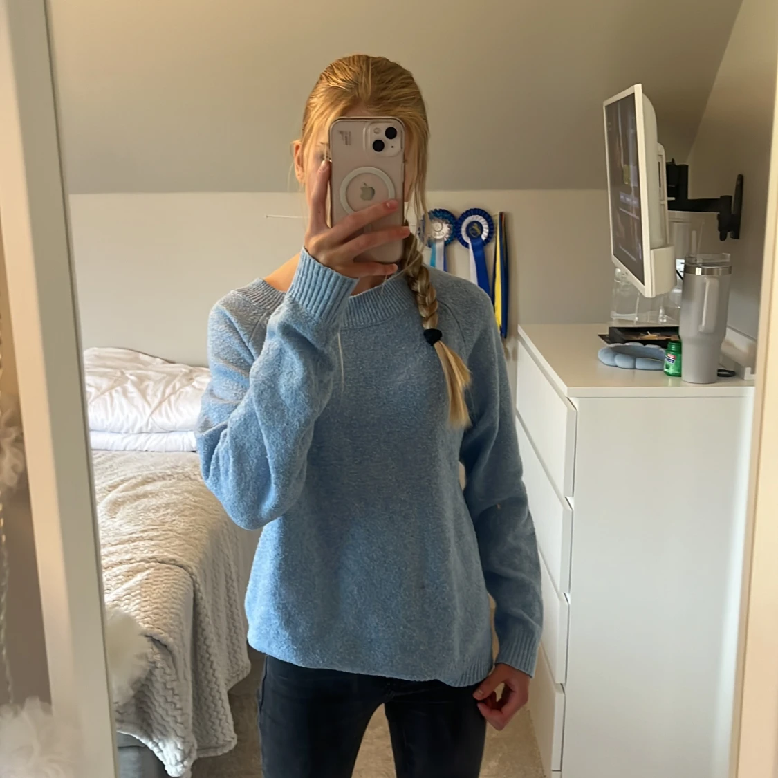 Ljusblå stickad tröja Vero Moda