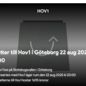 HOV1 BILJETT - Hov1 biljett den 22 augusti i Slottskogen Göteborg ❤️💗 har endast 1, slutsåld överallt!