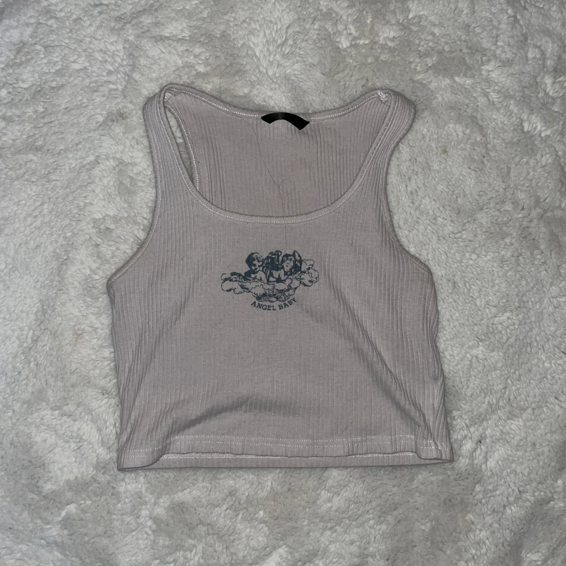 Vit croppad linnetopp med tryck - 2