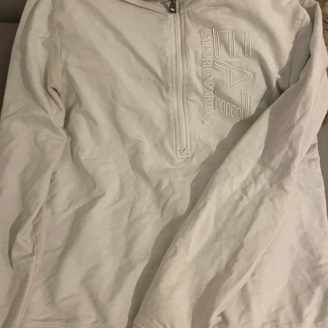 Vit EA7 långärmad tröja med half zip