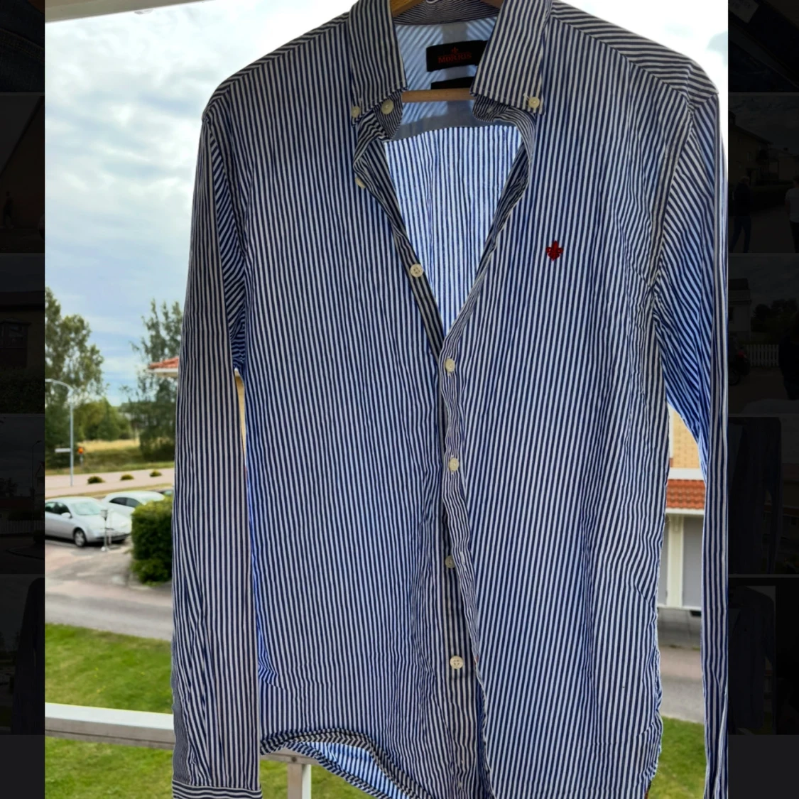 Randig skjorta från Morris, blå/vit