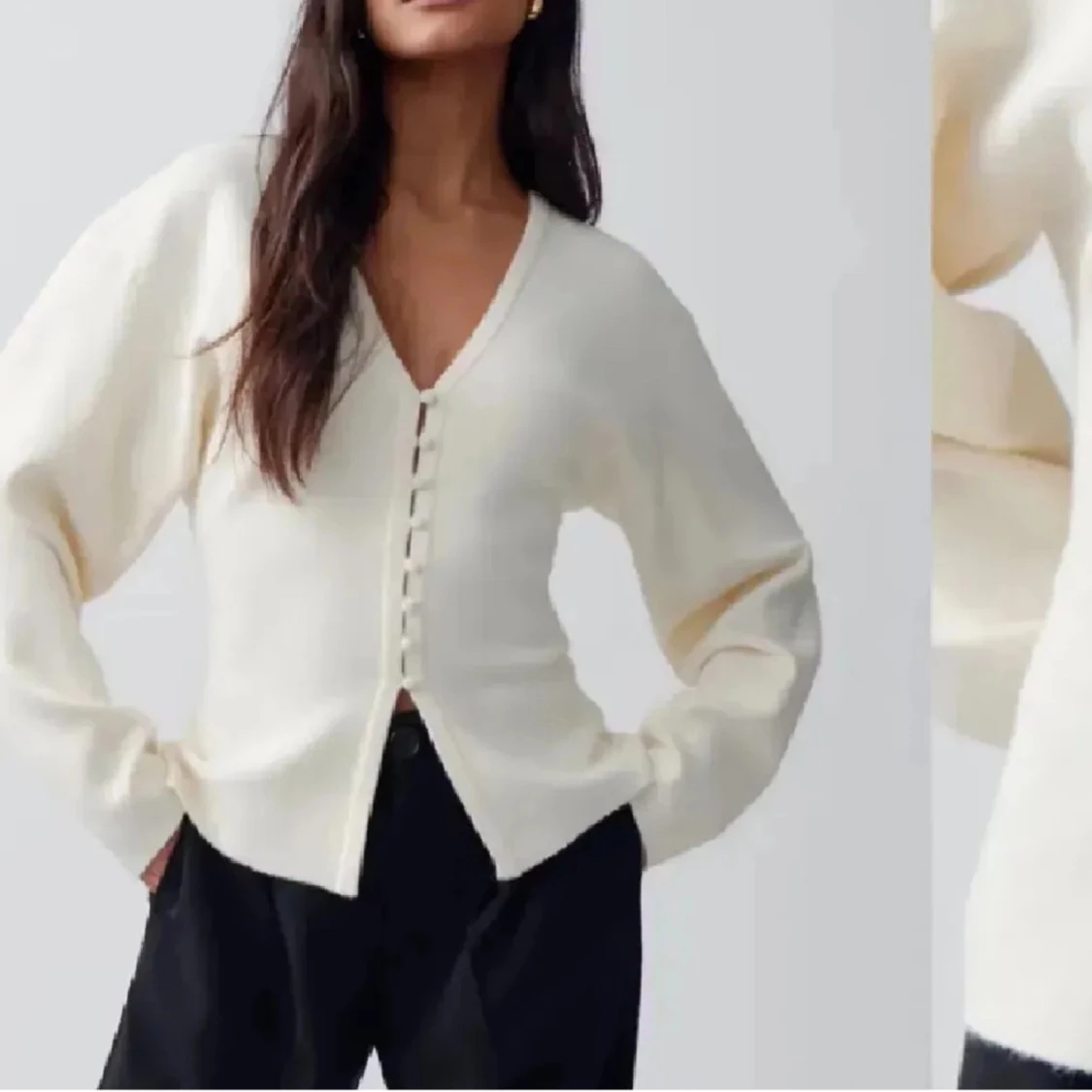 Krämvit kofta med knappar från Gina Tricot - 2