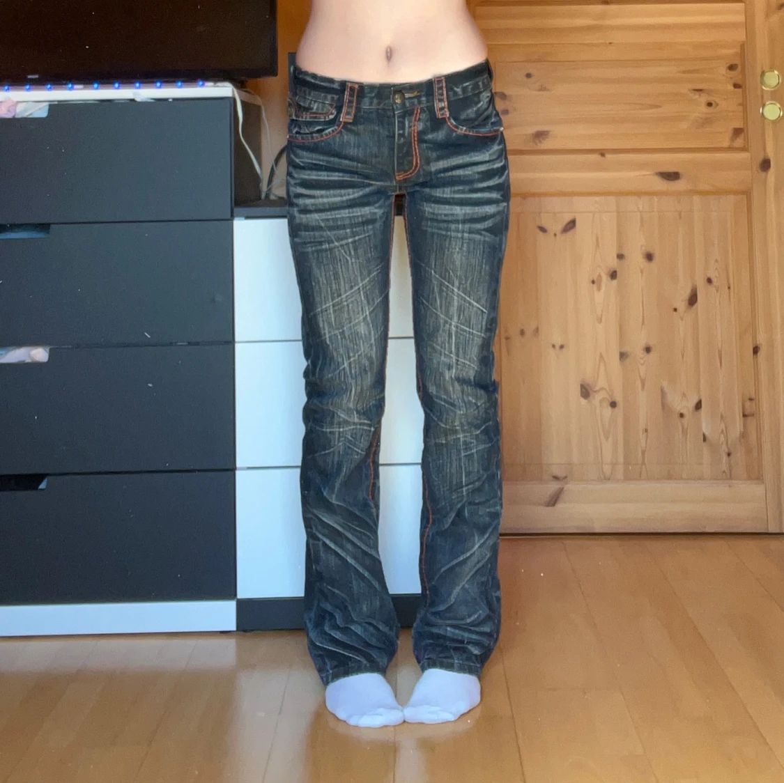 Mörkblå bootcut jeans - 1
