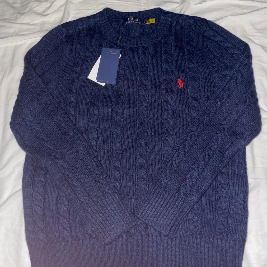 Mörkblå stickad tröja Polo Ralph Lauren