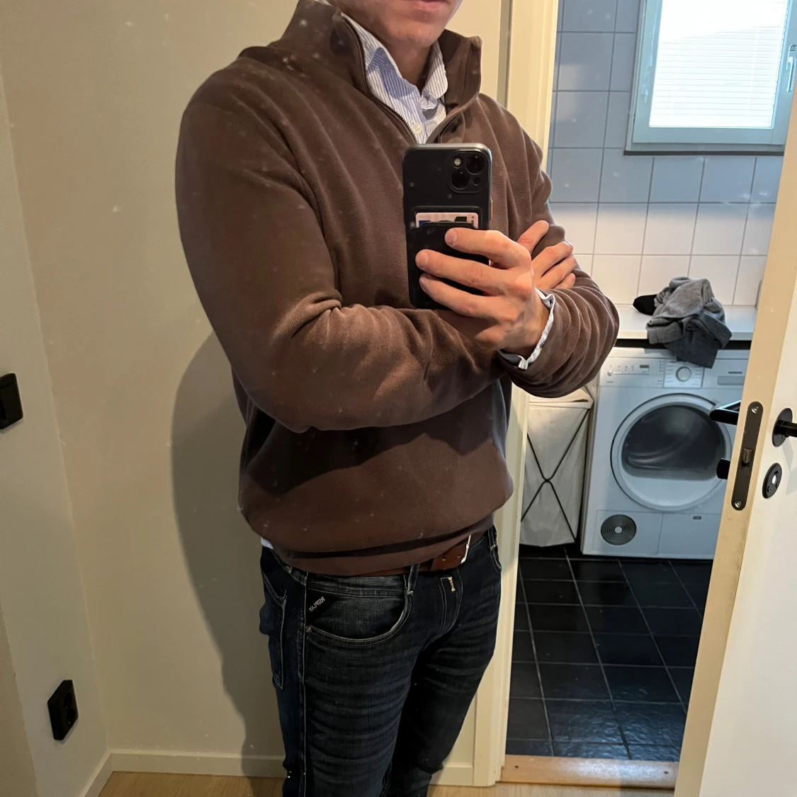 Brun half zip tröja Morris Stockholm passar M - 1