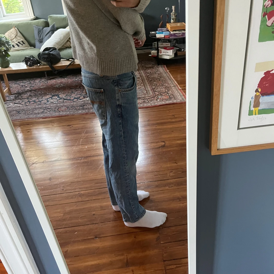 Blå jeans från Nudie med raka ben - 1