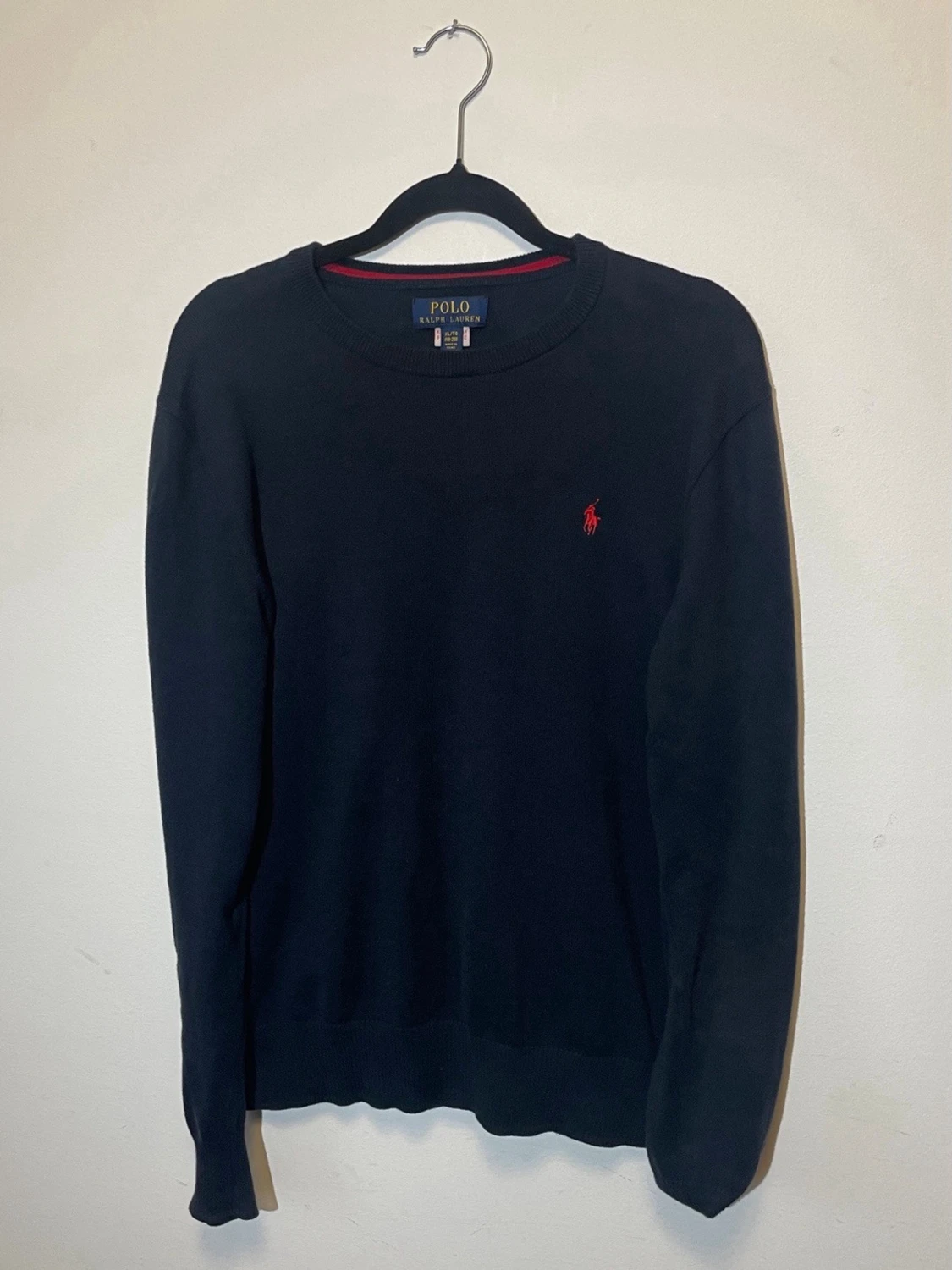 Mörkblå stickad tröja Polo Ralph Lauren