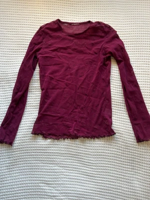 Vinröd mesh långärmad topp med rosenmönster  - I fint skick, kan skickas eller mötas upp! 