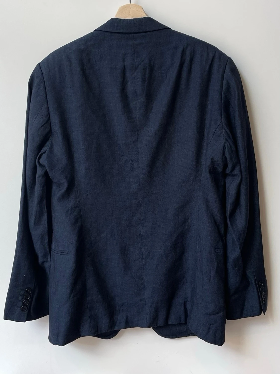 Vintage Armani Linen Blazer Blue - 4