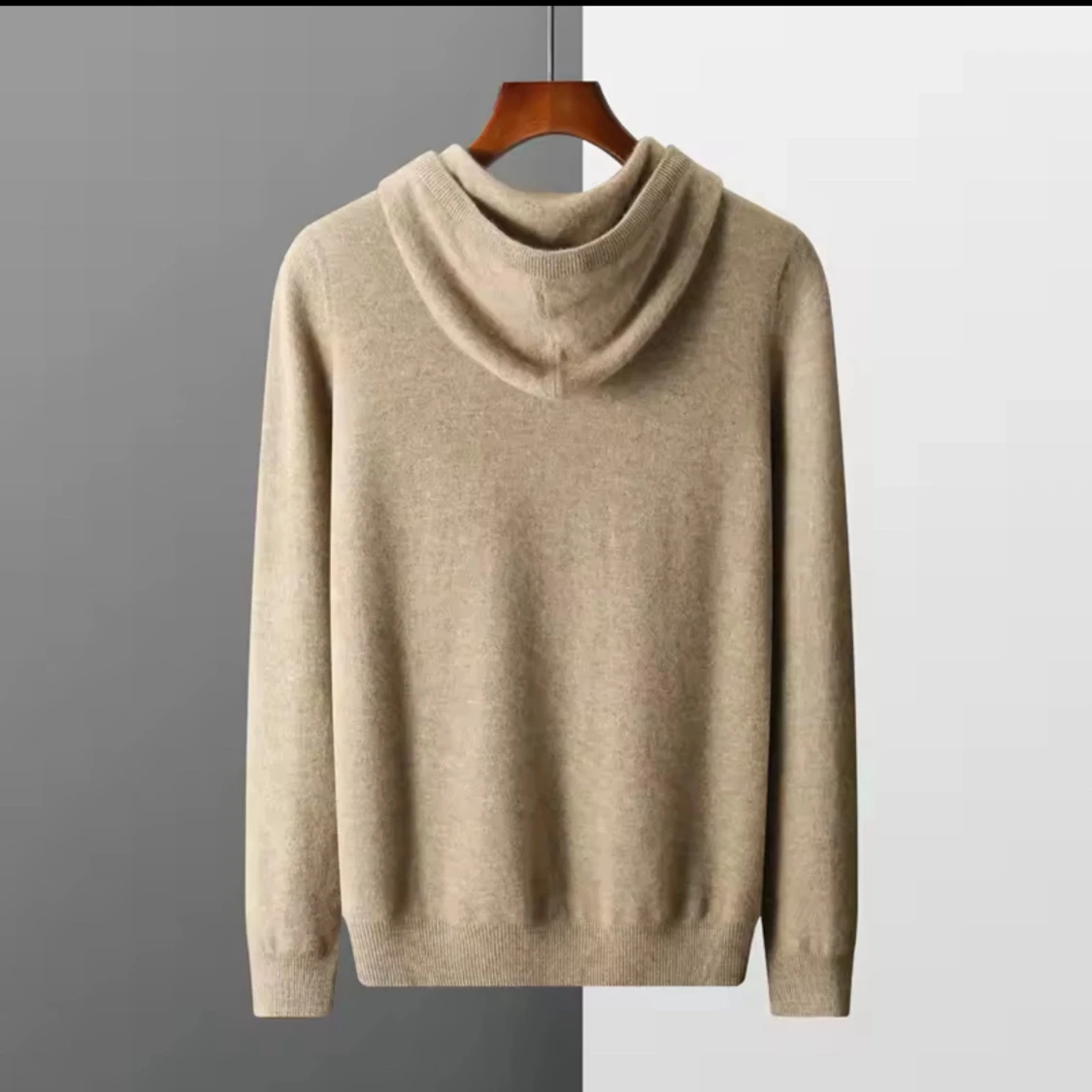Beige hoodie i merinoull - 2