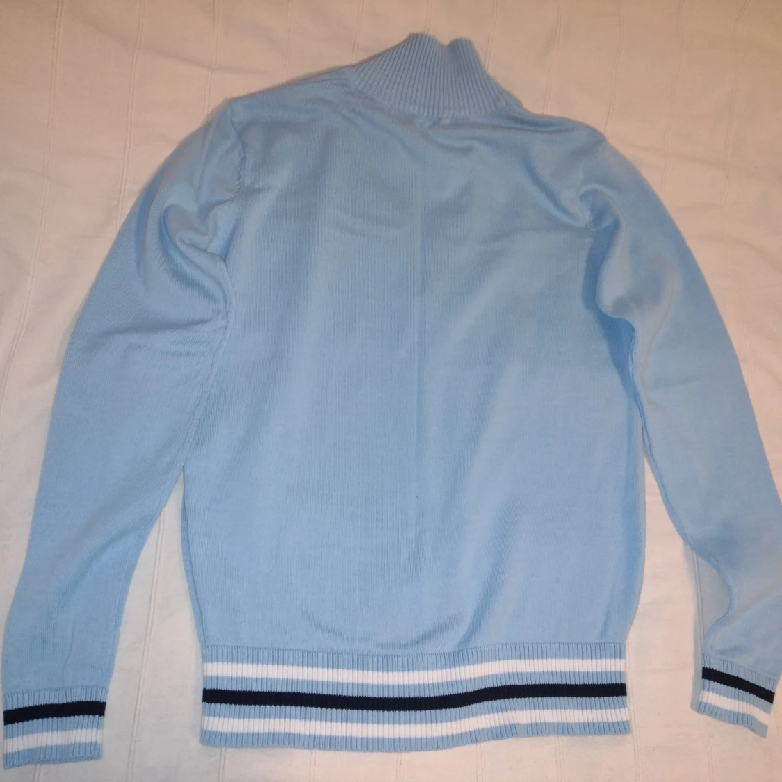 Ljusblå stickad y2k kofta med dragkedja, Y2K zip up sweater - M - 4