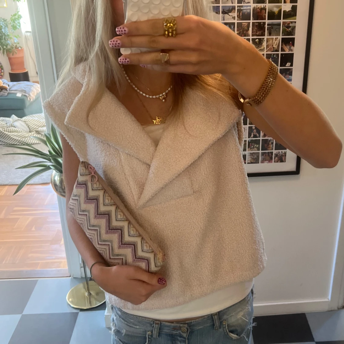 Beige fleeceväst med stor krage från s.oliwer - 1