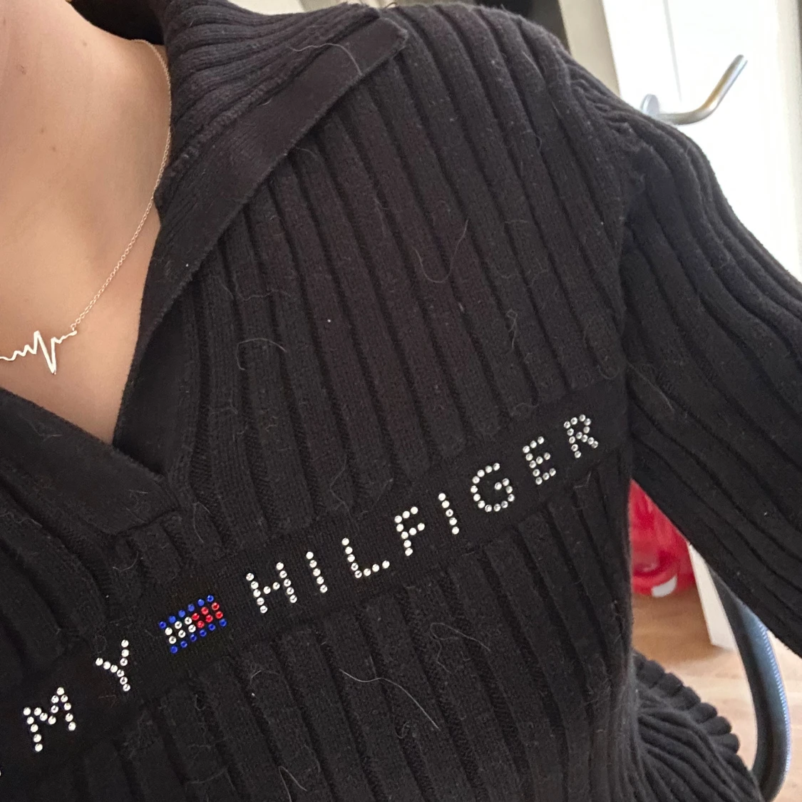 Svart ribbad tröja Tommy Hilfiger - 1