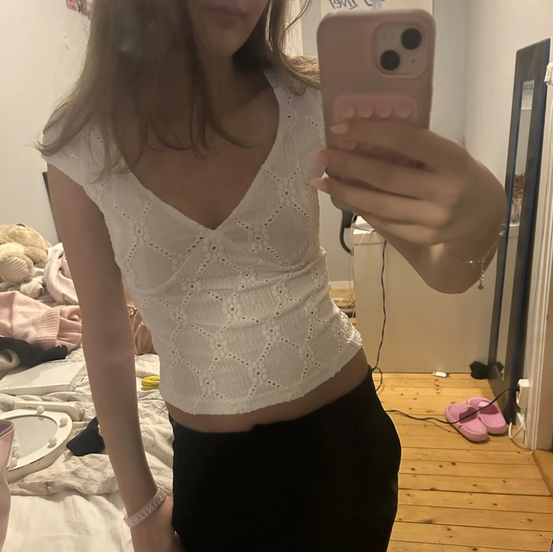 Vit blus/topp  v-ringning