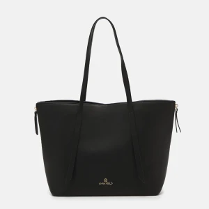 Svart shoppingväska från Anna Field - Stilren svart shoppingväska från Anna Field med långsmala axelband och guldfärgade detaljer. Väskan har en rymlig insida med dragkedja och knappstängning. 