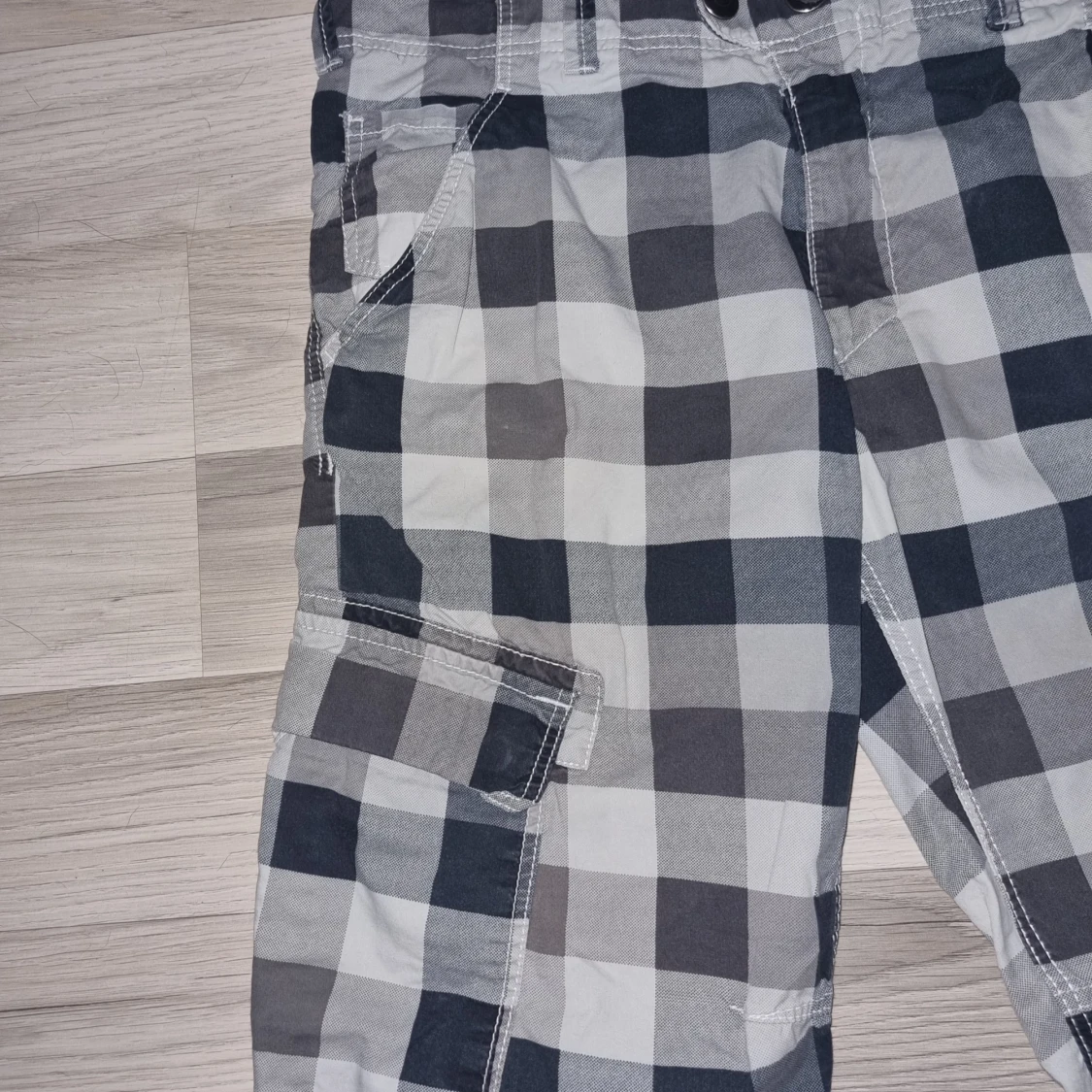 Rutiga cargoshorts i bomull - 4