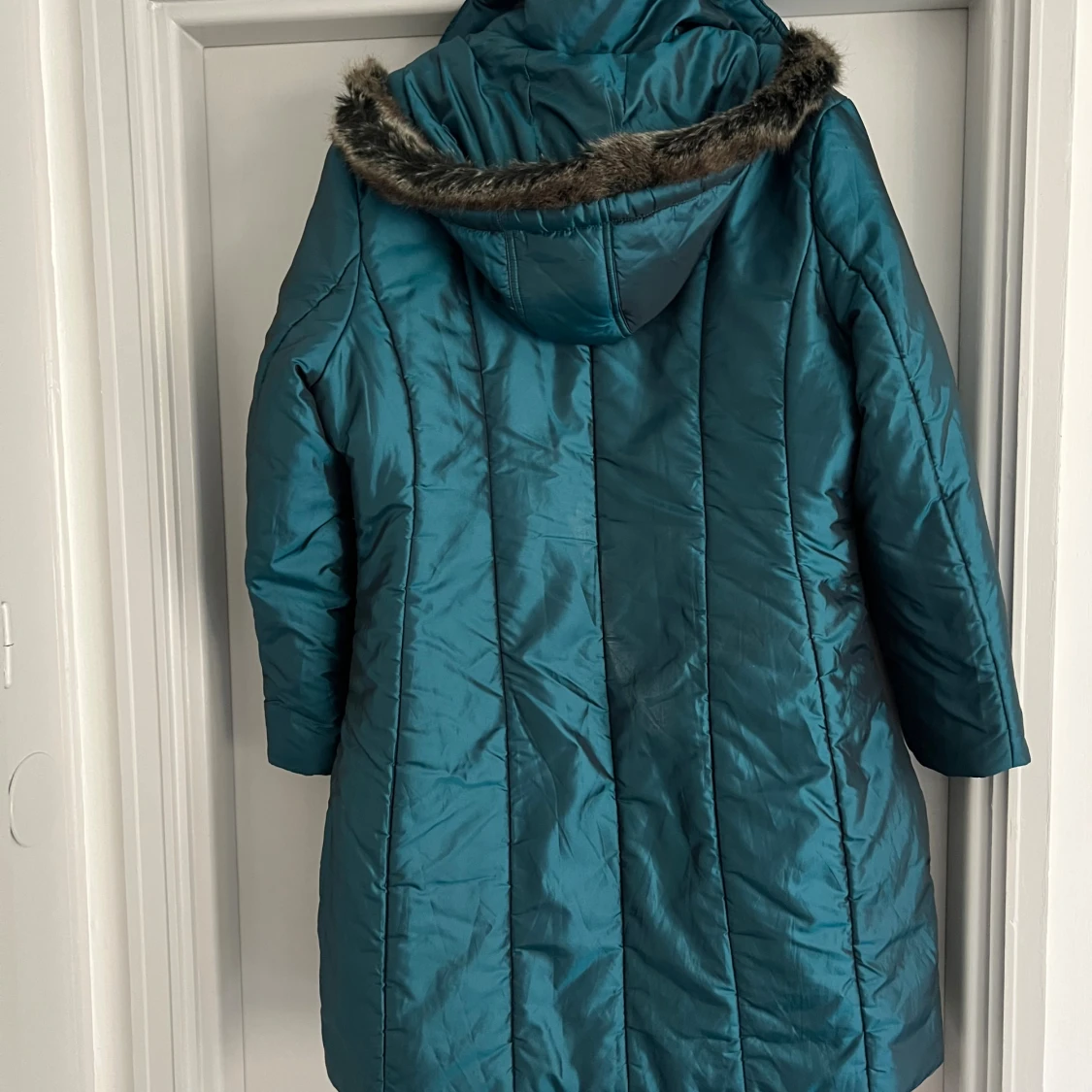 Grön/blå  pufferjacka med huva - 1