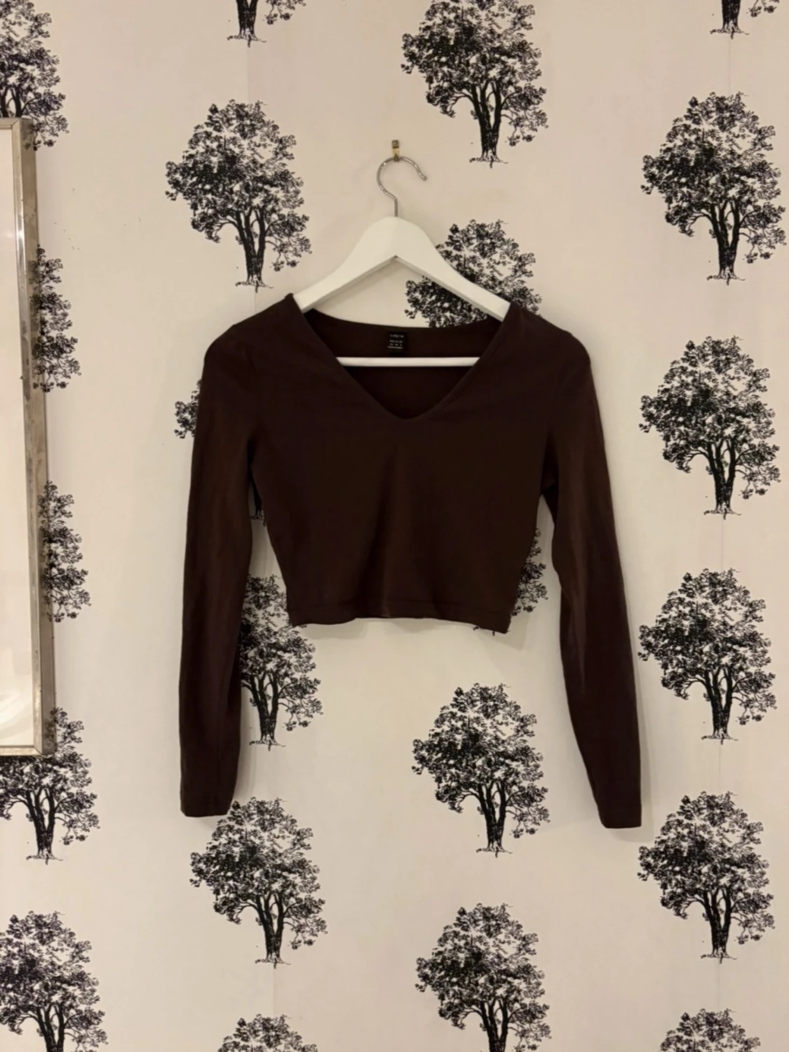 Brun croppad långärmad topp Shein