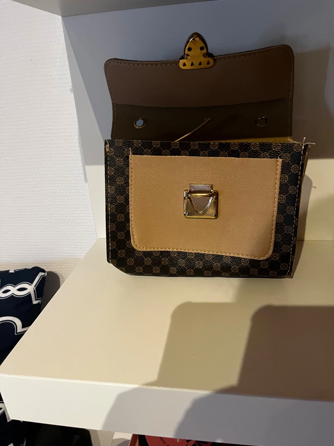 Mönstrad brun och beige handväska - 1