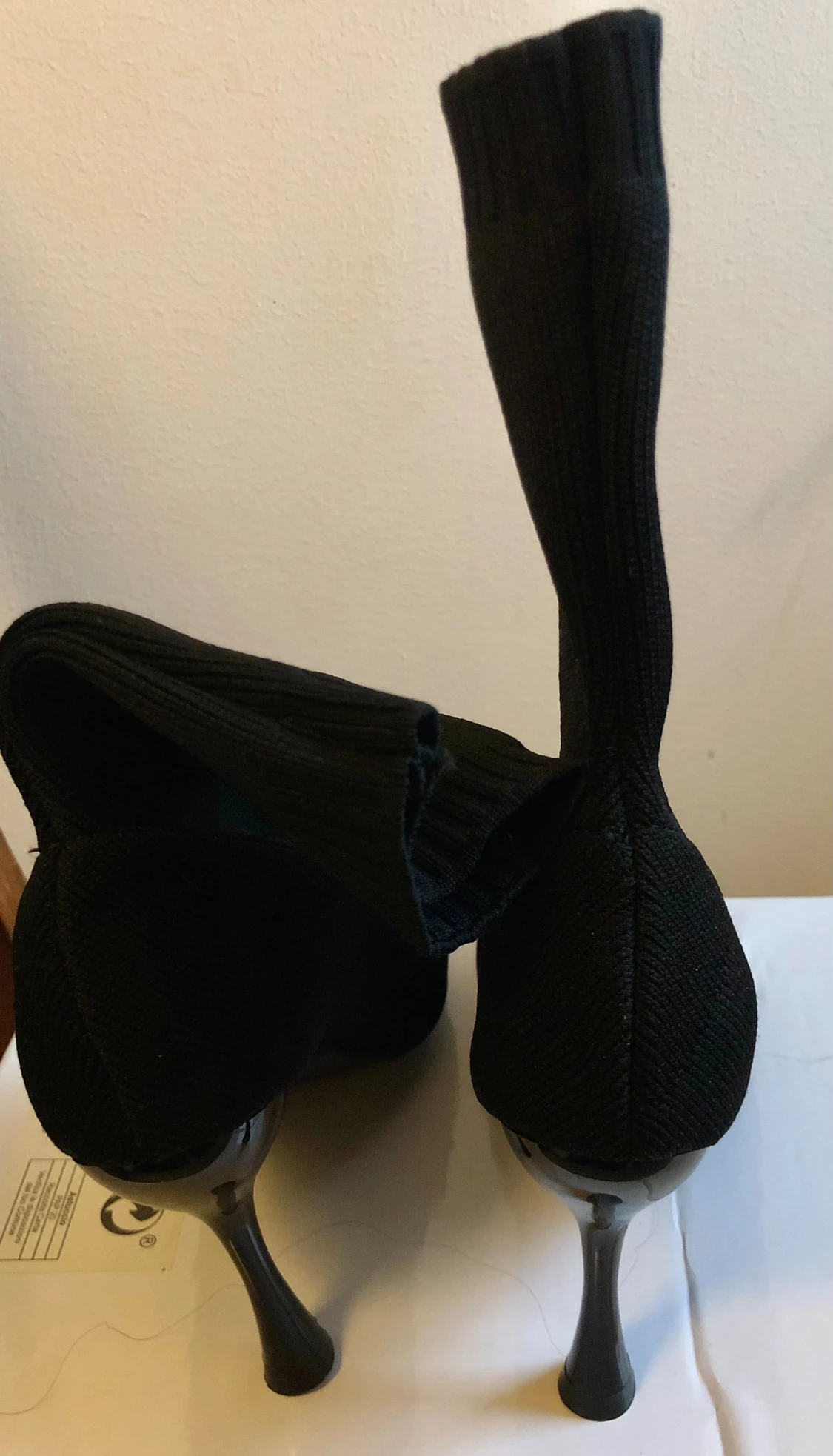 Svarta sock boots med klack, strl 36 - 2