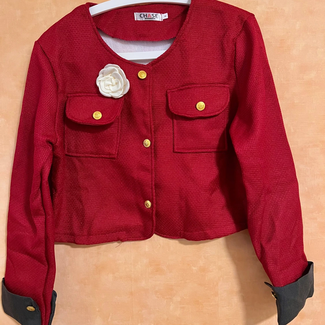 Set jacka och kjol tweed med bälte midja kedja  - 1