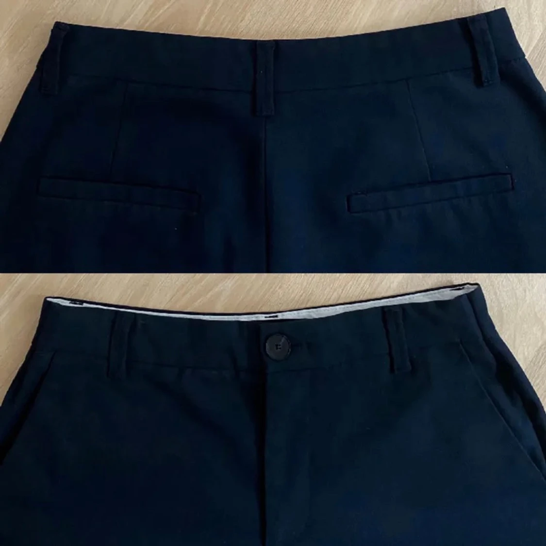 Marinblå  kostymbyxor i bomull - 2