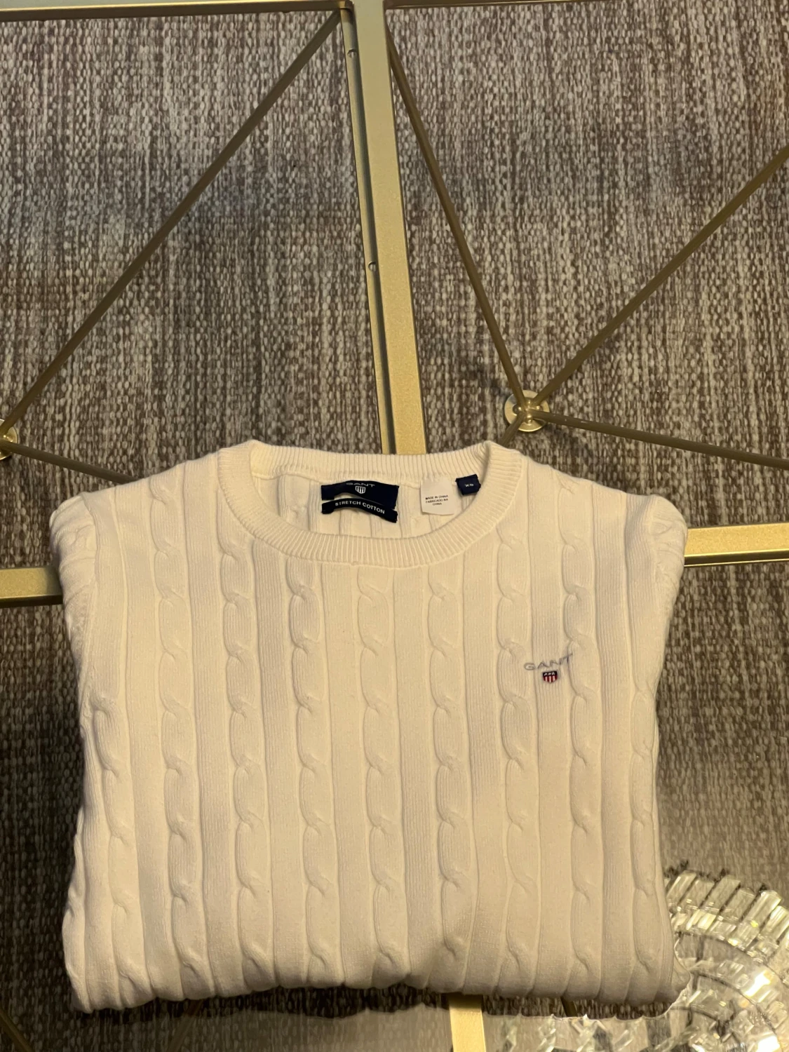 Vit kabelstickad tröja från GANT - 1