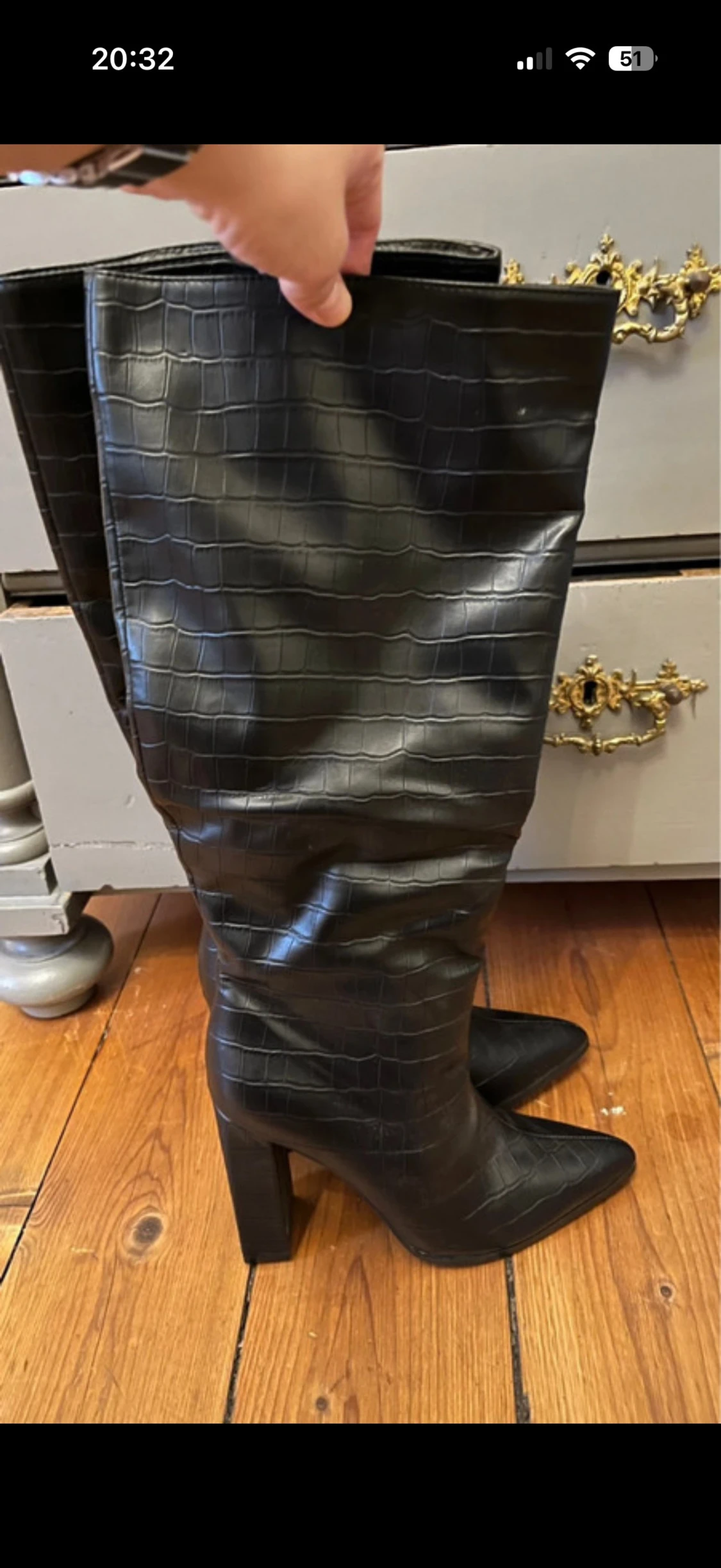 Svarta höga stövlar med klack - 1