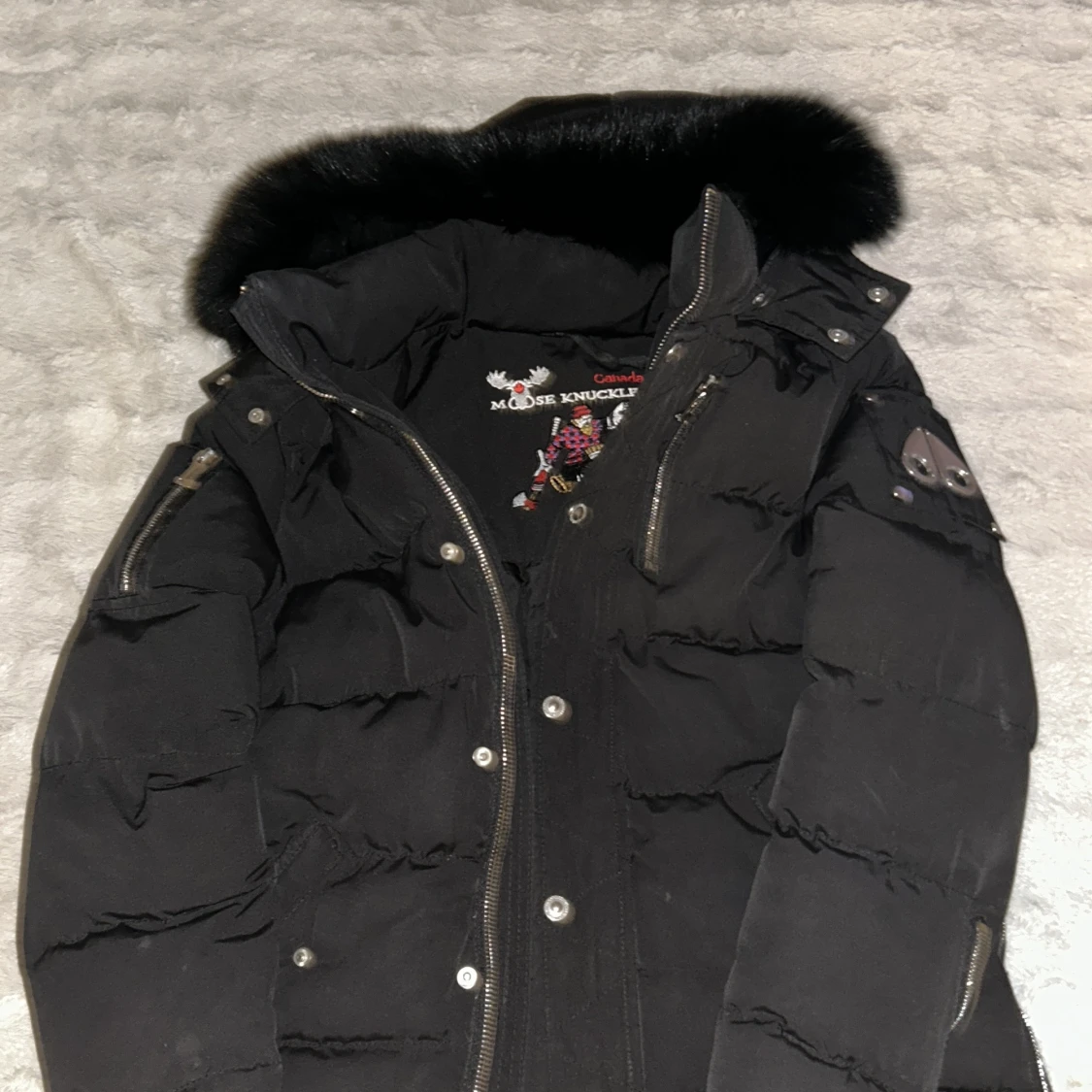 Svart Moose Knuckles dunjacka med päls - 2