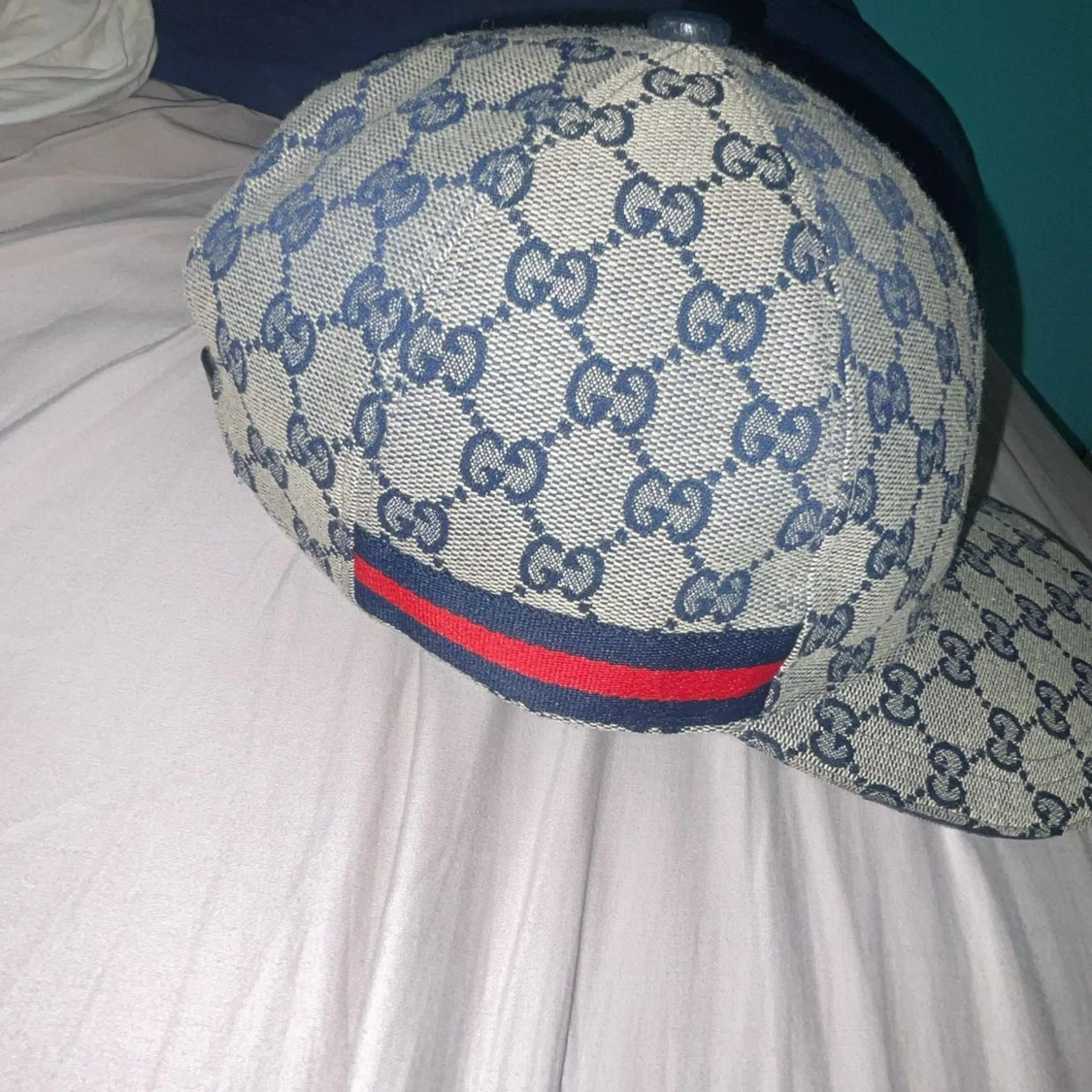 Gucci keps med blå GG-mönster - 3