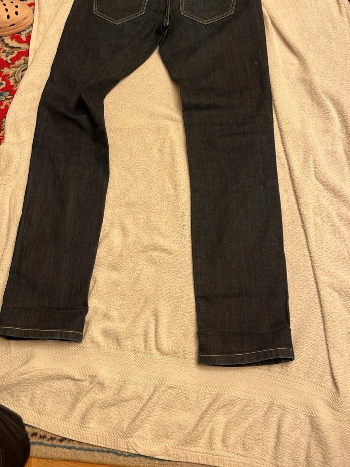 Mörkblå raka jeansbyxor - 1