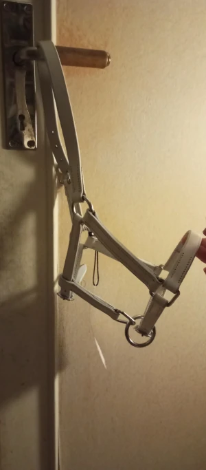 Vit läder grimma från ponny pop - Snygg och stilren vit läde grimma för föl stl 3, har endast provats då den var för liten för min lilla