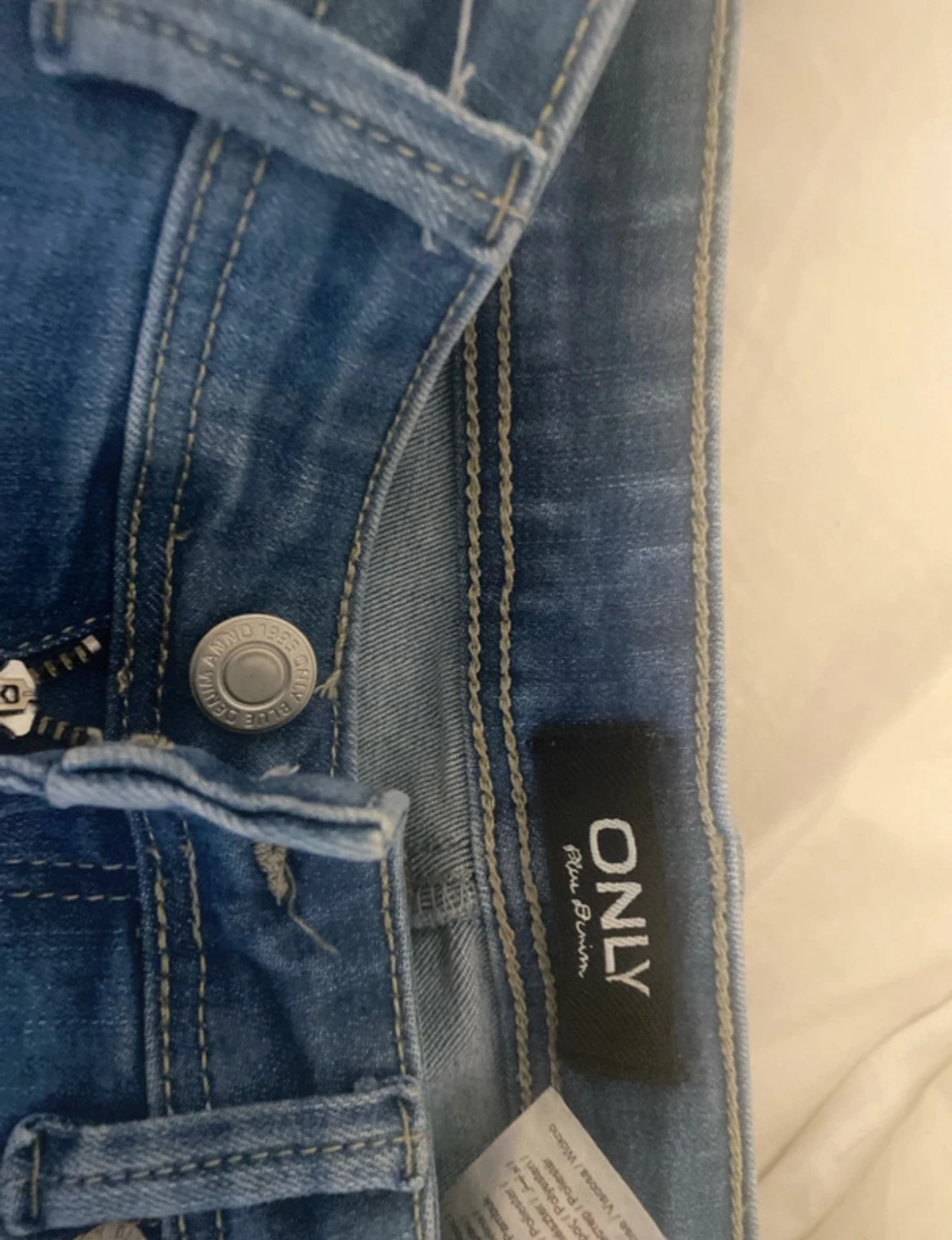Blå bootcut jeans låg midja - 4