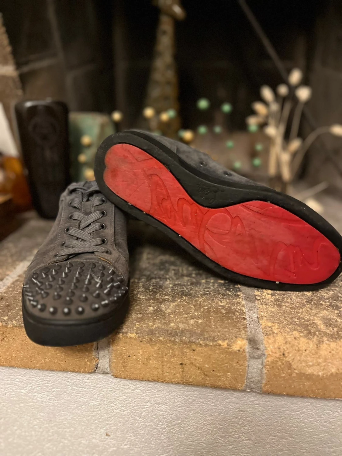 Christian Louboutin grå mocka sneakers - 2