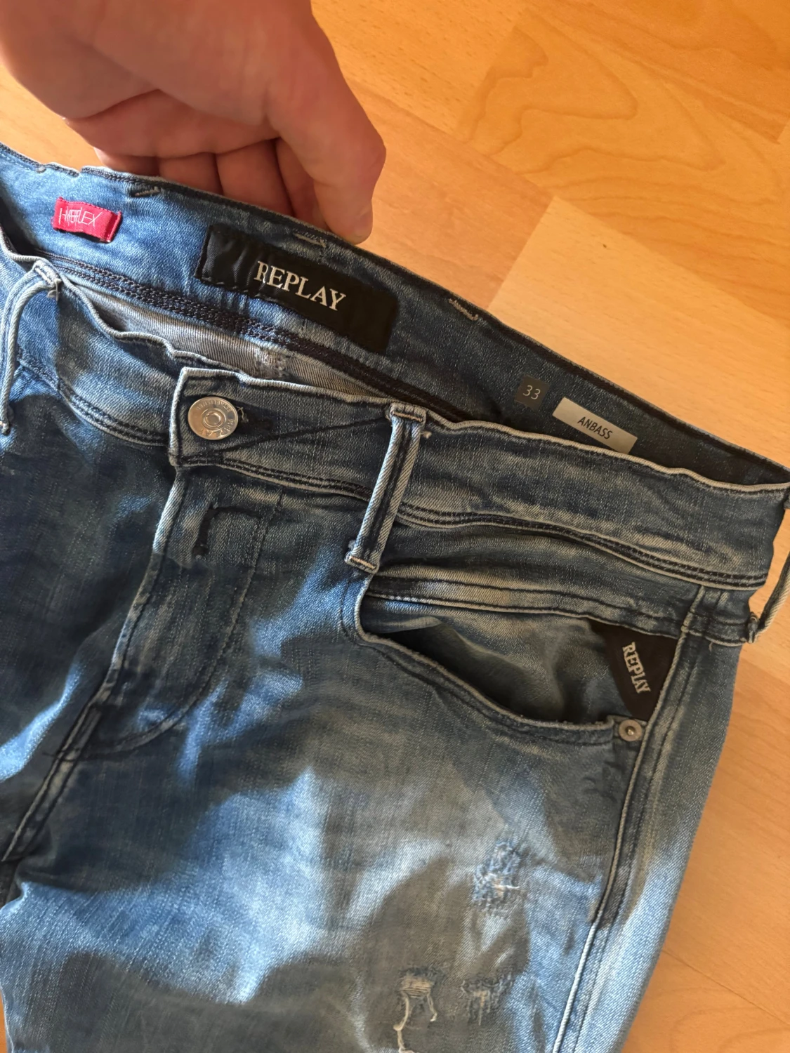 Replay Anbass blå slitna jeans - 2