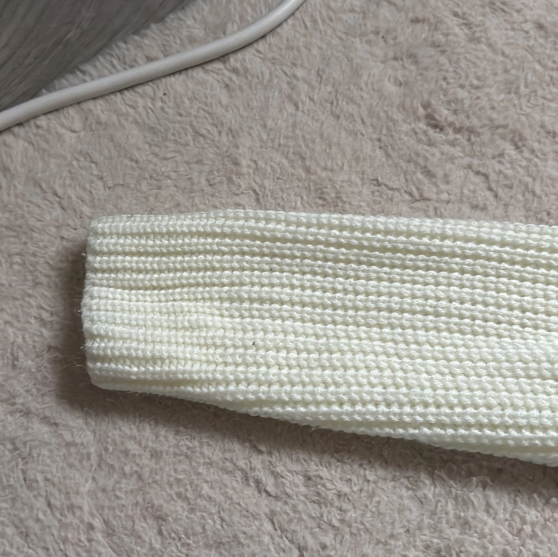 Vit stickad half zip-tröja - 2