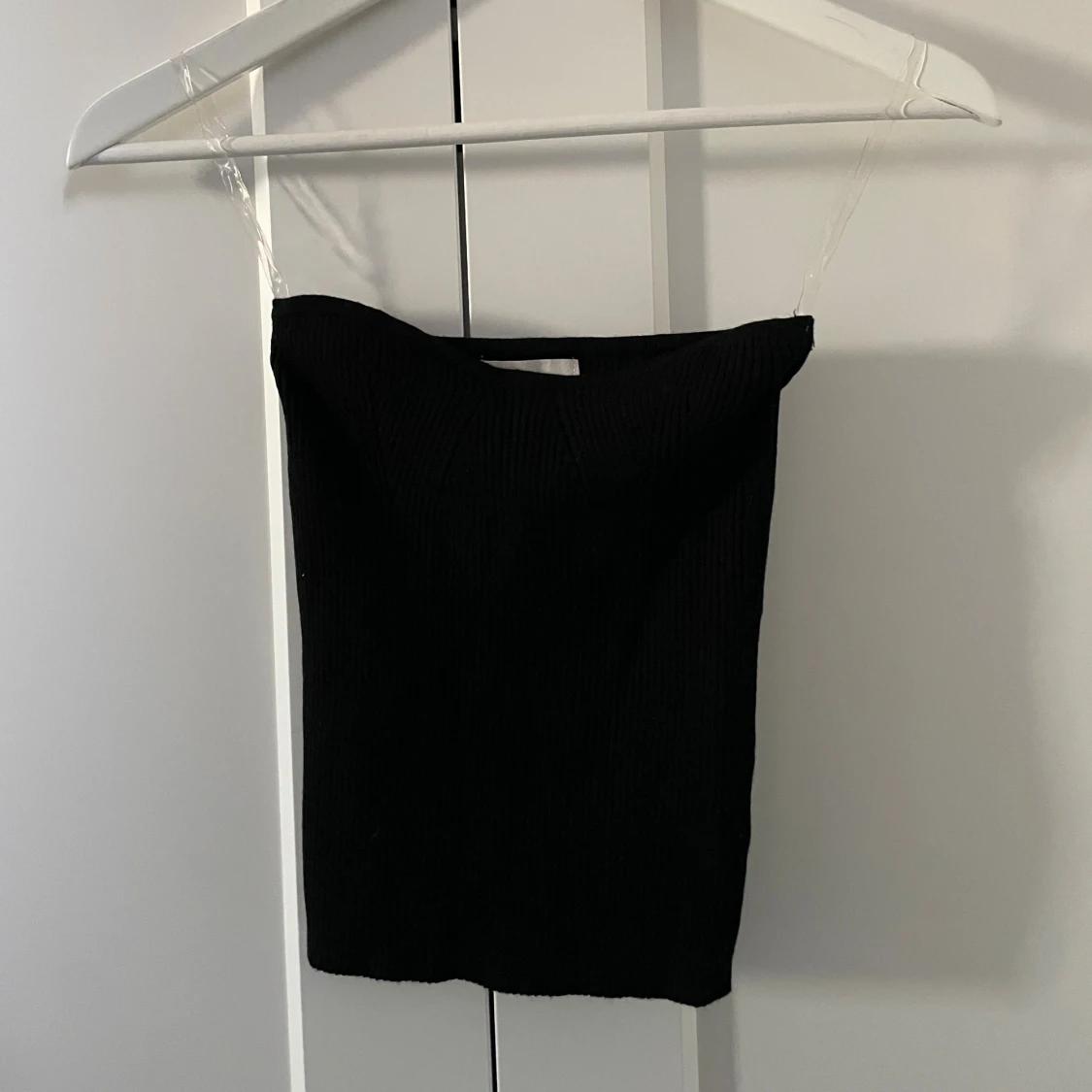 Svart ribbad bandeau tubtopp - 1