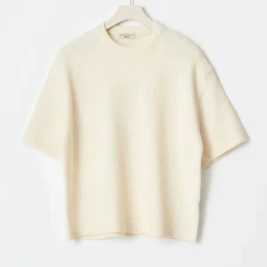 Vit stickad kortärmad tröja - Använd fåtal gånger 