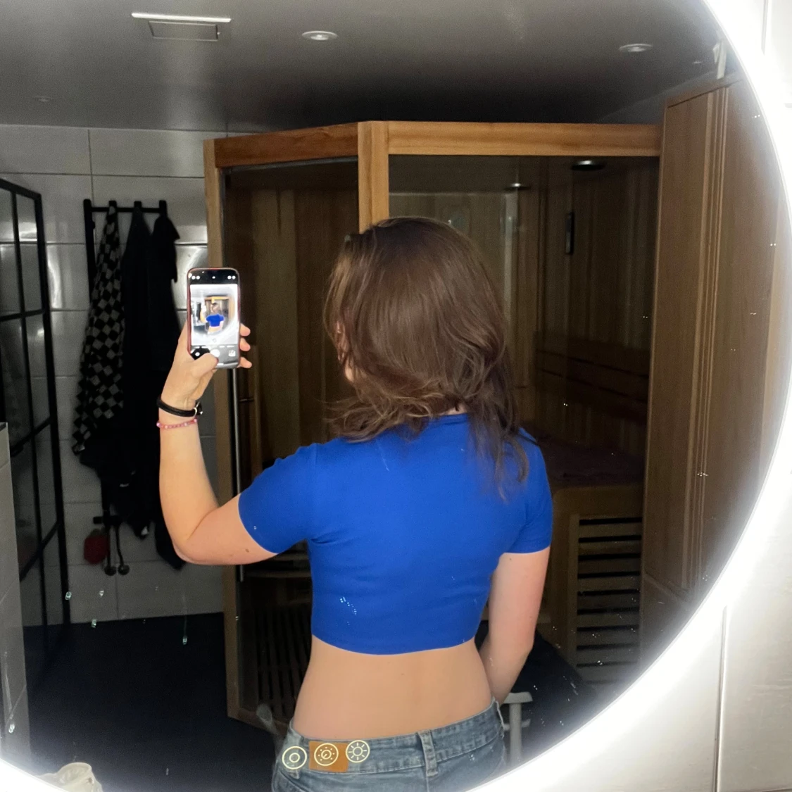 Blå croppad topp med kort ärm - 2