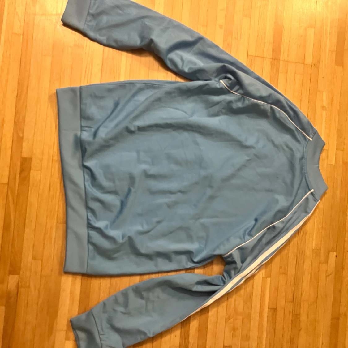 Adidas blå ziptröja med vita ränder retro - 1