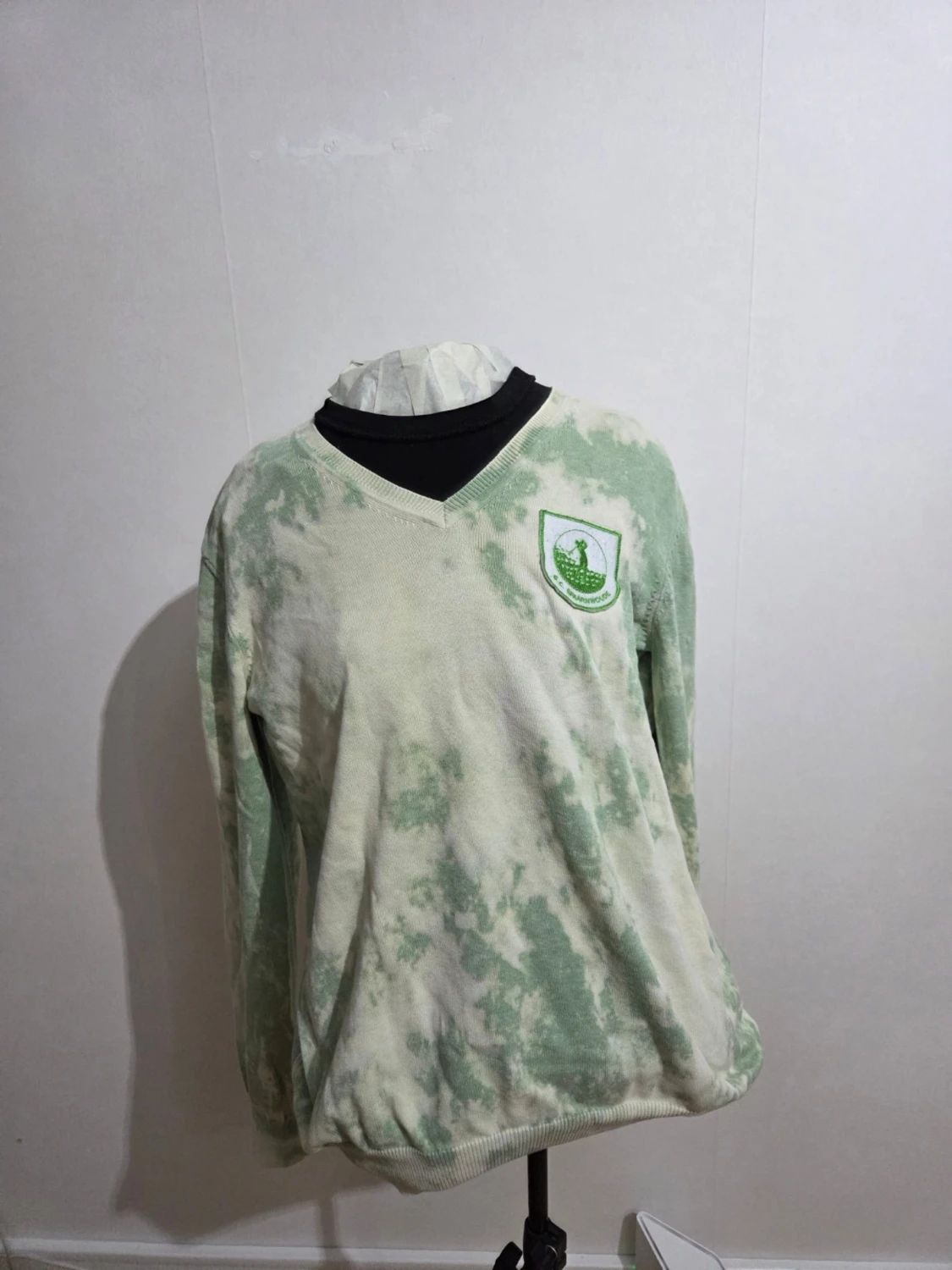 Grönvit v-ringad tröja G.C. Spaarnwoude